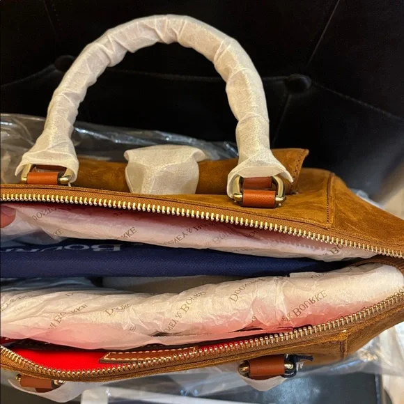 NWT Dooney and Bourke Naomi suede satchel in Amber - Picture 4 of 4
